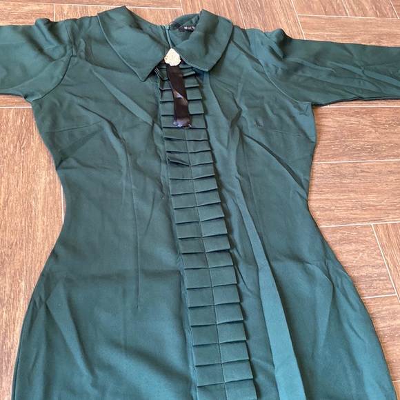 Green midi collared career dress - Picture 6 of 10